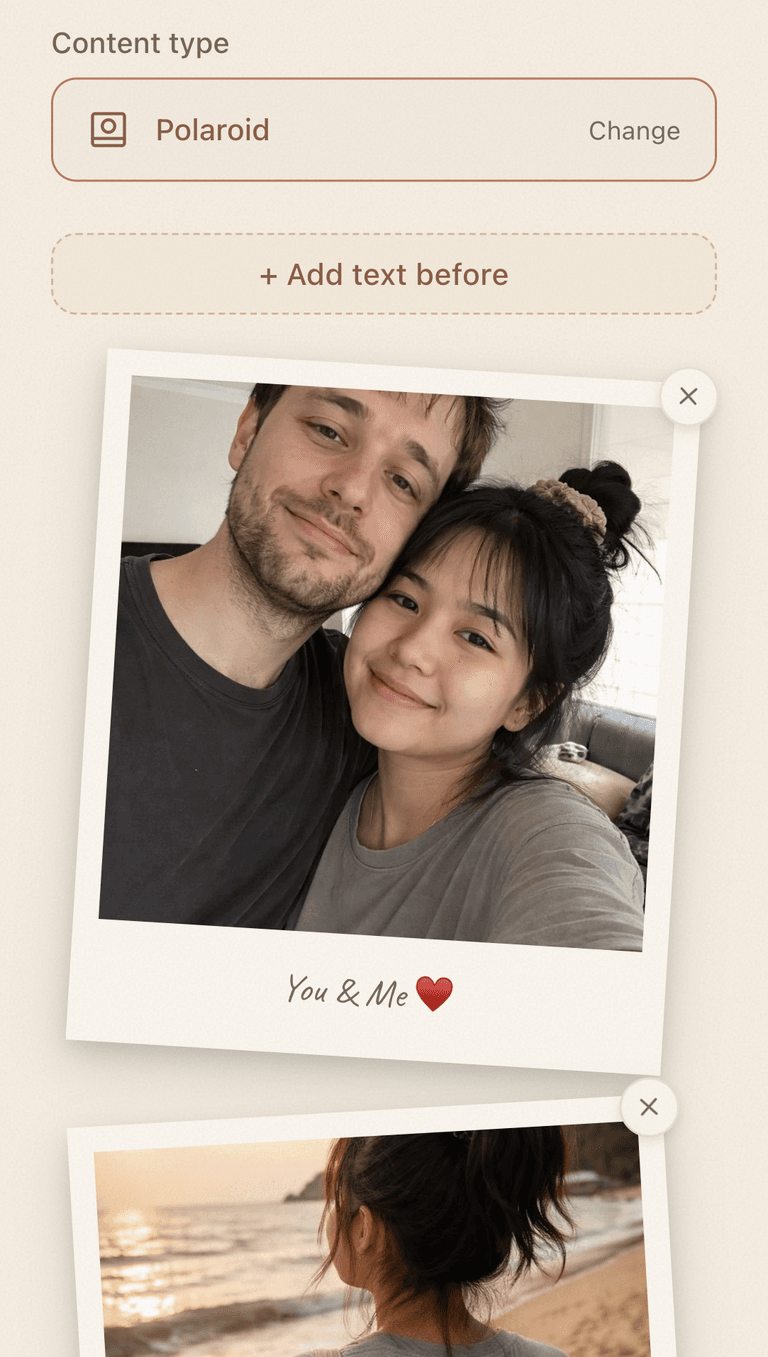 Composing a day in the Polaroid format with a handwritten caption