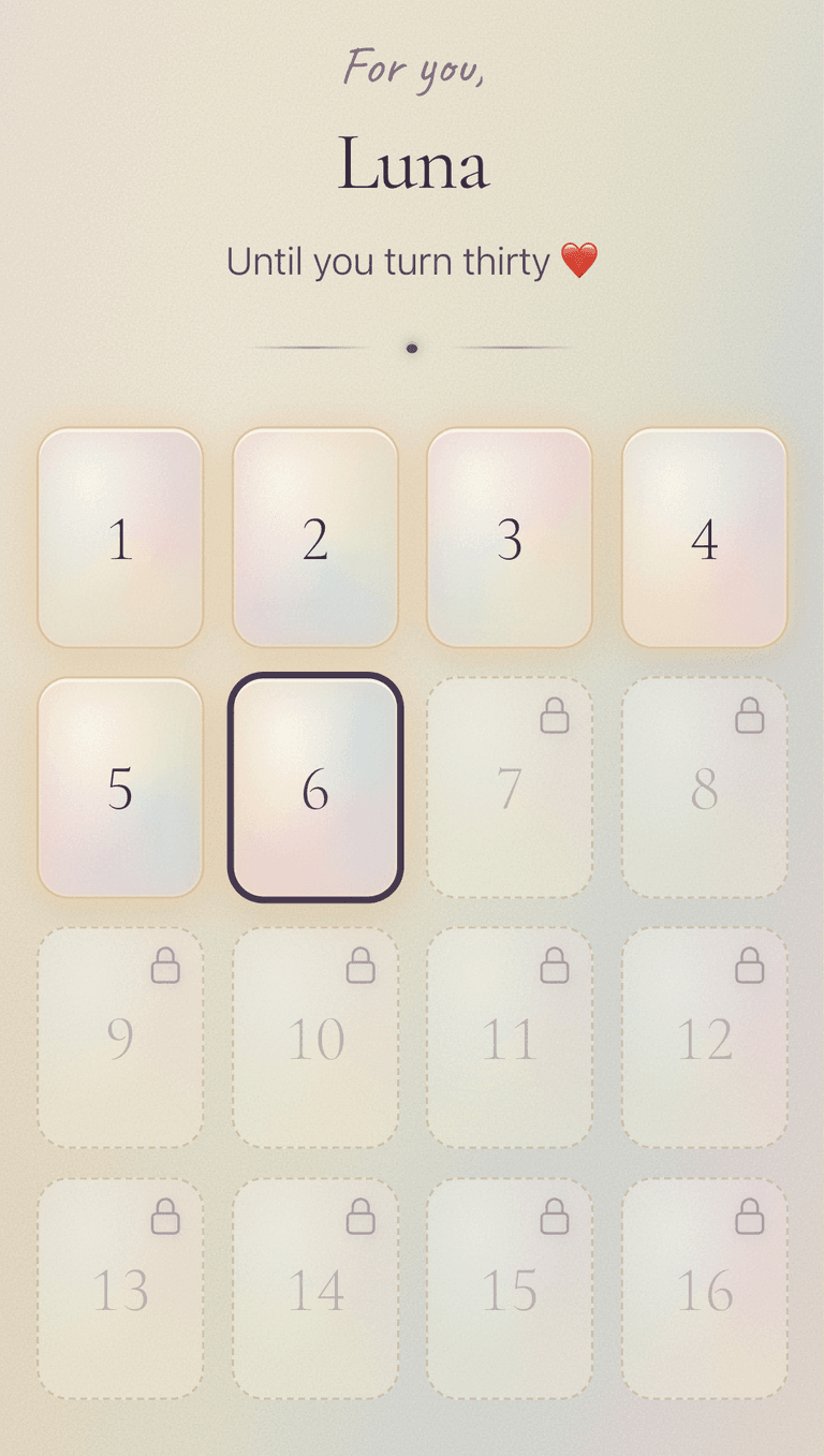 The received calendar, with the first days already opened and the next ones still locked
